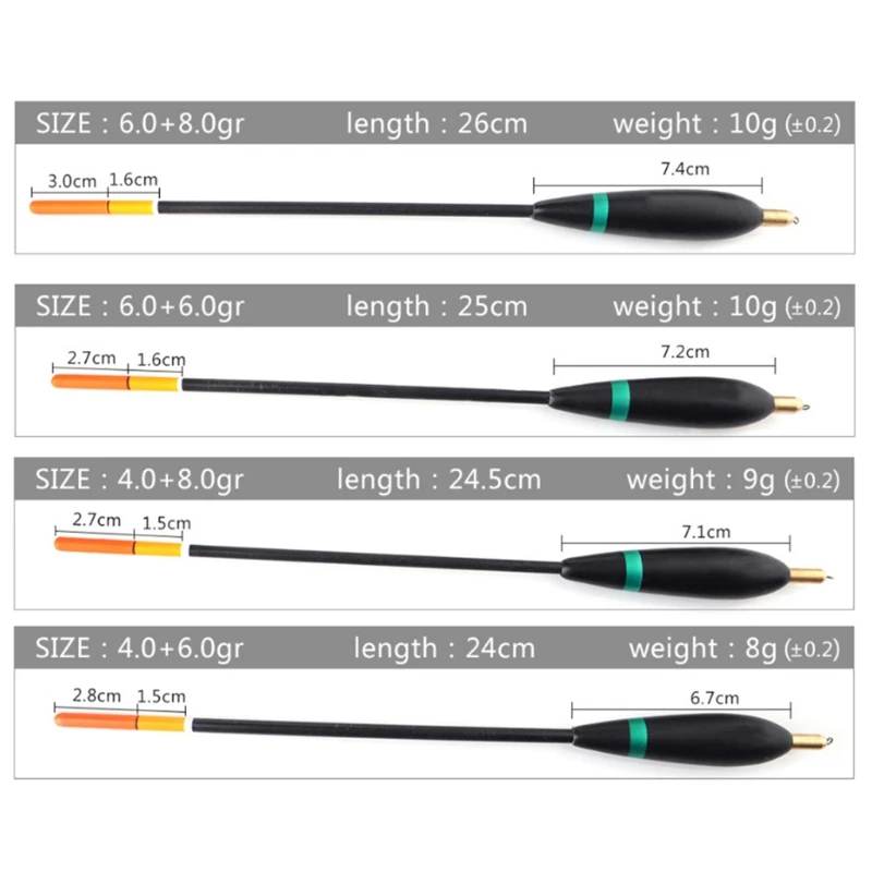 4 Pcs/set Fishing Float With Sinker Buoy Buoyance 8g-10g Weight 24-26cm Length suit for fishing