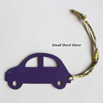 

Exquisite Beetle Car Key Chain Cowhide Leather Lovely Small Pendant Bag Accessories Two Color Matching Key Ring Wholesale