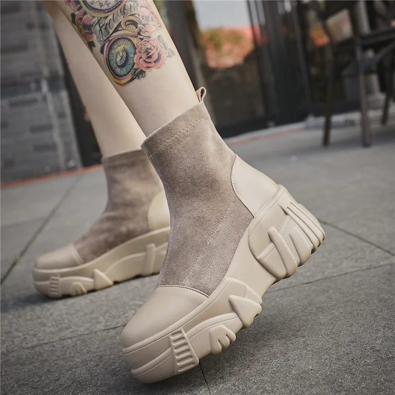 FEDONAS/зимние теплые классические женские ботильоны на молнии с перекрестной шнуровкой замшевые короткие сапоги из коровьей кожи обувь для ночного клуба в стиле панк женские ботинки «Челси»