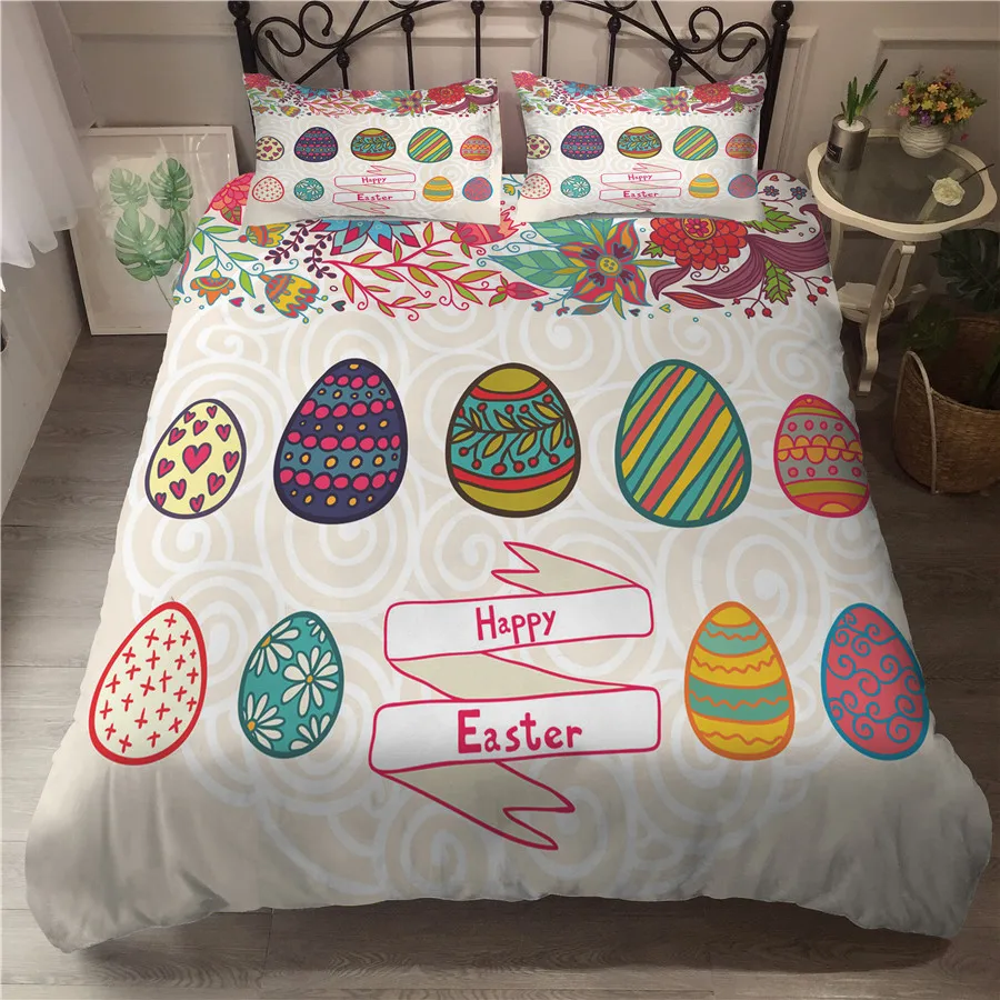 

A Bedding Set 3D Printed Duvet Cover Bed Set Easter Day Home Textiles for Adults Bedclothes with Pillowcase #FHJ01