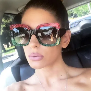 

2020 Oversize Sunglasses For Women Brand Designer Retro Gradient Sun Glasses Red Green Plastic Shades Female Eyewear For driver