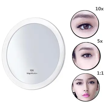 

5.9Inch 10x Magnifying Round Mirror Make Up Mirror Folding Pocket Cosmetic Mirror Magnification Compact Mirror With 3Suction Cup