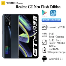 Realme GT NEO Flash Edition 5G Mobile Phone 65W 4500mAh 6.43" FHD+ 120Hz Super AMOLED Dimensity 1200 Octa Core Cellhones 64MP