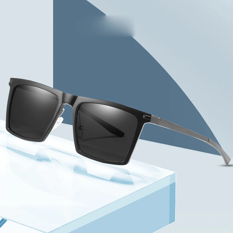 

2019 New Full Frame Square Magnesium Aluminum Men UV400 Driving Fishing Vintage Brand Designer Polarized Light Sunglasses