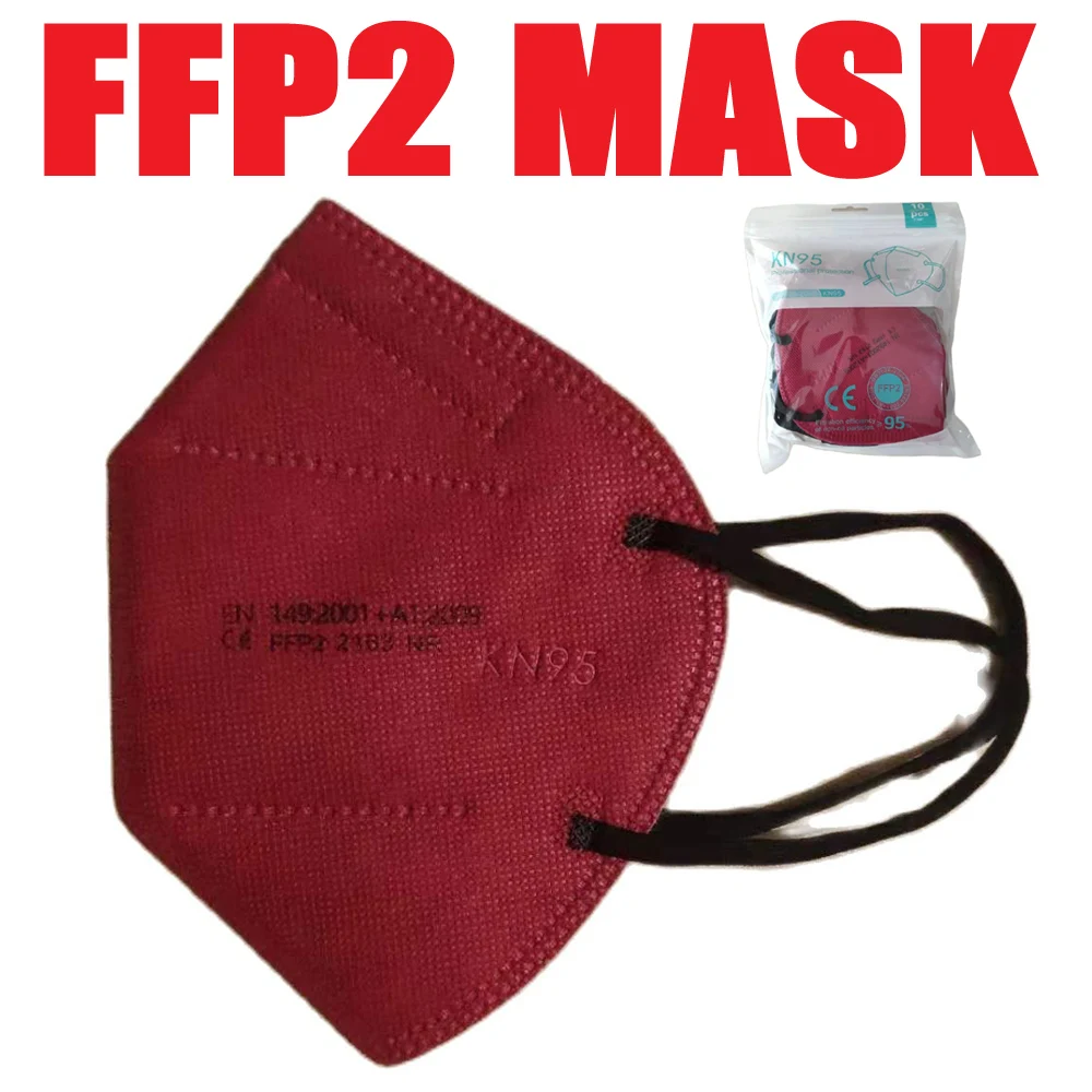 

FFP2 Mascarillas CE KN95 Face Masks Filter Adults ffp2mask 5-Layer Protective Maske fpp2 Dust Masque Wine Red Masken Respirator