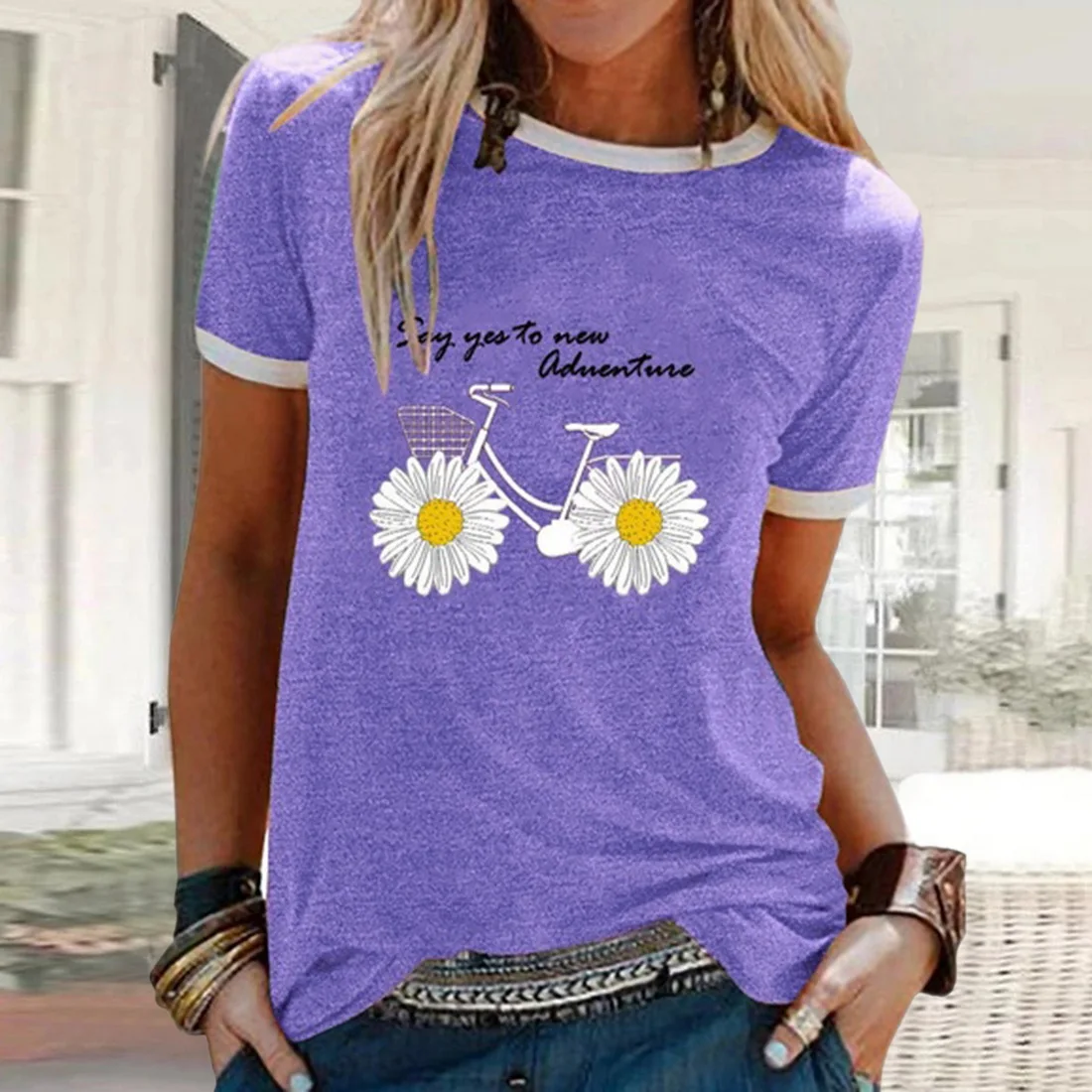 CYSINCOS Women Flower T-shirts Lady Fashion Short Sleeve Clothes Summer Shirt Top Tee O Neck Female Ladies Womens Tee T-Shirt