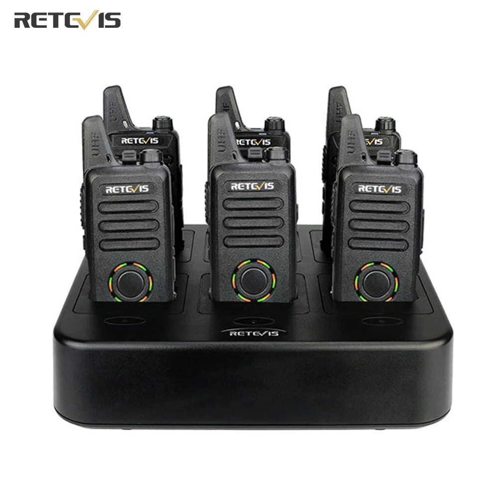 Retevis RT22S Mini Two Way Radio Walkie Talkie 6pcs + Six-Way Charger VOX Hands-free Hotel/Restaurant/Supermarket Walkie-talkies