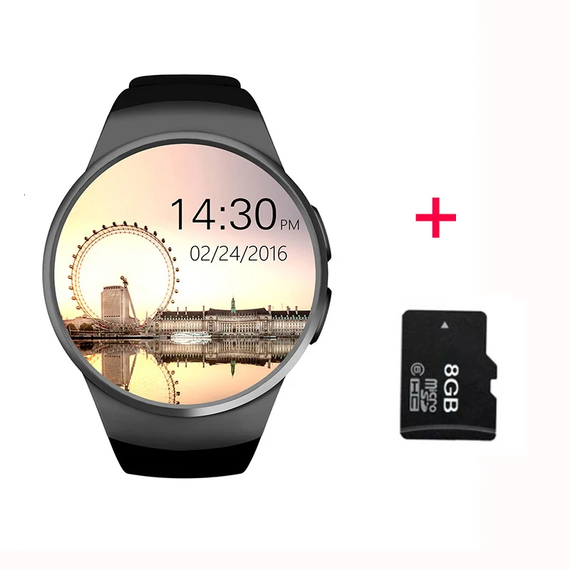 black 8GB Kw18 Bluetooth Смарт часы полный экран Поддержка Sim Tf карты Smartwatch телефон сердечного ритма для Apple gear S2 huawei Xiaomi - Цвет: black 8GB