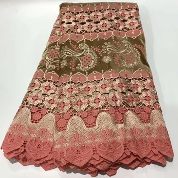 

2020 High Quality Swiss Voile Lace African Embroidery Peach Nigerian Lace Fabric With stones African Dry Lace Fabric For Clothes