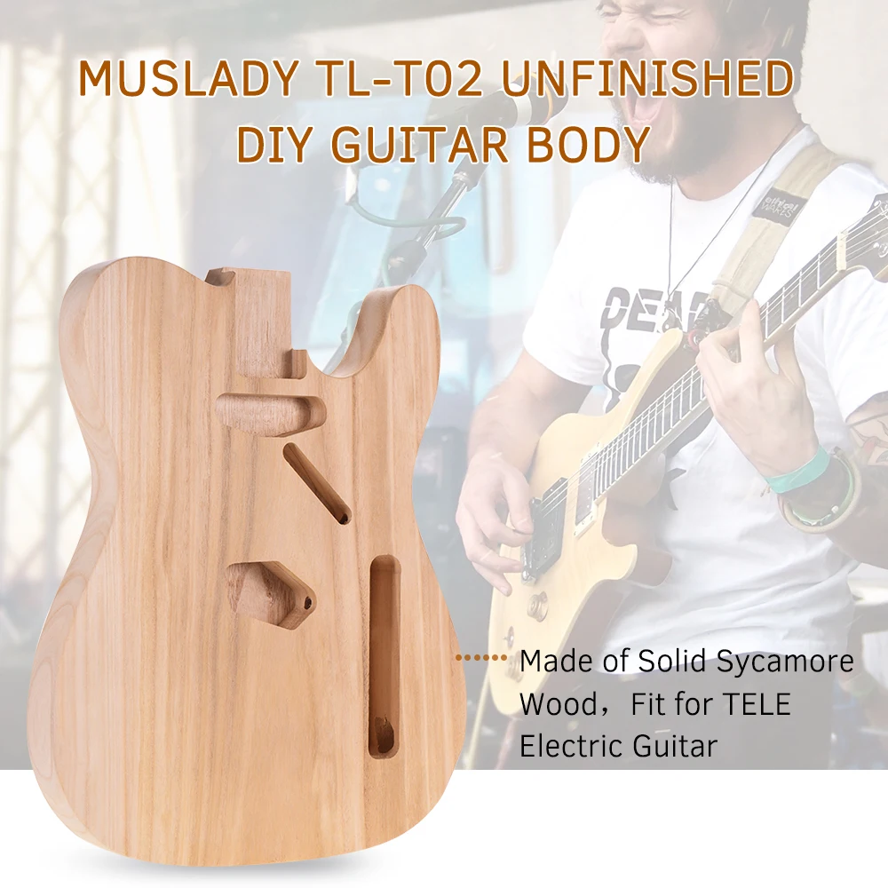 Muslady TL T02 незавершенная электрогитара корпус Sycamore деревянный пустой гитары для TELE