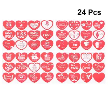 

24pcs Sticker Adhesive Heart Shaped Letter Seal Sticker Packaging Sticker for Wedding Valentine's Day