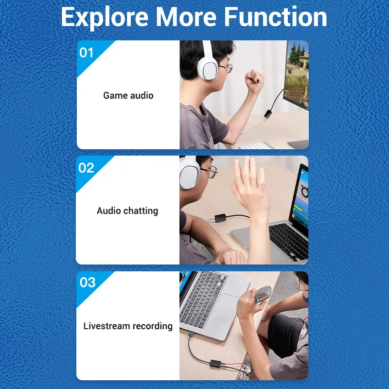 Vention USB 3.5mm 오디오 인터페이스 어댑터, PC 노트북 PS4 헤드셋 마이크용 외부 사운드 카드