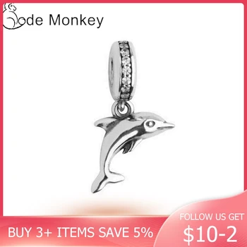 

CodeMonkey 100% Real 925 Sterling Silver Lively Dolphin Charms Beads Fit Original Bracelet Hot Sale Jewelry For Women DIY CMS023