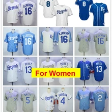 Женщины Канзас-Сити Бо Джексон Джордж Бретт Salvador Perez Mike Moustakas Alex Gordon Alcides Escobar Flex& Cool Base Jersey