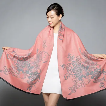 

Plus Size New Winter Warm Scarf For Women/Lady Soft Cashmere Pashmina Shawls Print Flower Two Side Cashmere Female Wraps Capes