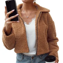 Sfit Женское пальто из искусственного меха, Женская Осенняя зимняя пушистая плюшевая куртка, пальто размера плюс, верхняя одежда с длинным рукавом, короткое пальто с отложным воротником