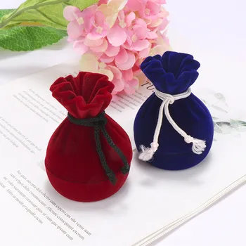 

1 Pcs Velvet Pomegranate Flower Pattern Ring Storage Box Creative Jewelry Case Holder Display
