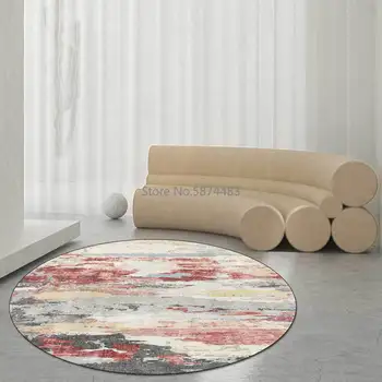 

Fashion Modern Abstract Watercolor Pink Yellow Living Room Bedroom Hanging Basket Chair Round Floor Mat Carpet