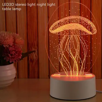 

Modern 3D Desk Light Table Lamp Touch Control Atmosphere Art Kid Christmas Xmas Creative USB Charging LED Indoor Lighting