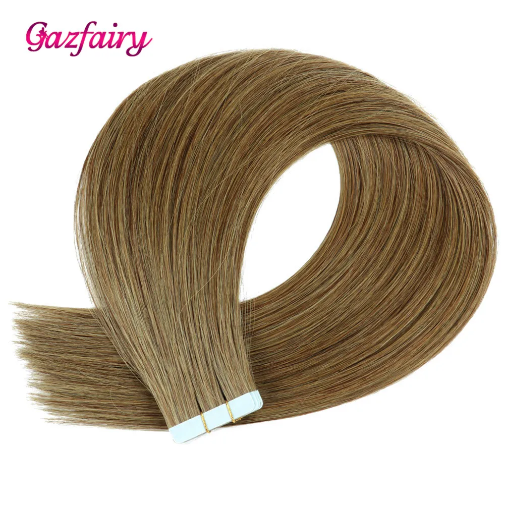 Gazfairy накладные Человеческие волосы Remy на ленте двойные нарисованные remy 16 дюймов 2