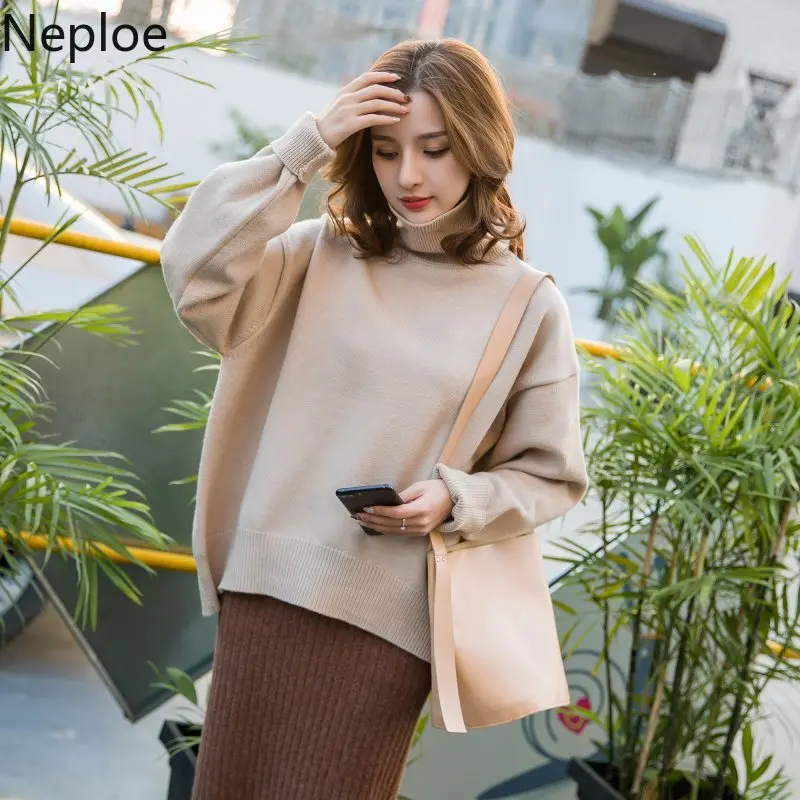 Neople Водолазка свободные Pull Femme Hiver повседневные дикие однотонные вязаные свитеры женские корейские студенческие пуловеры осень 45694