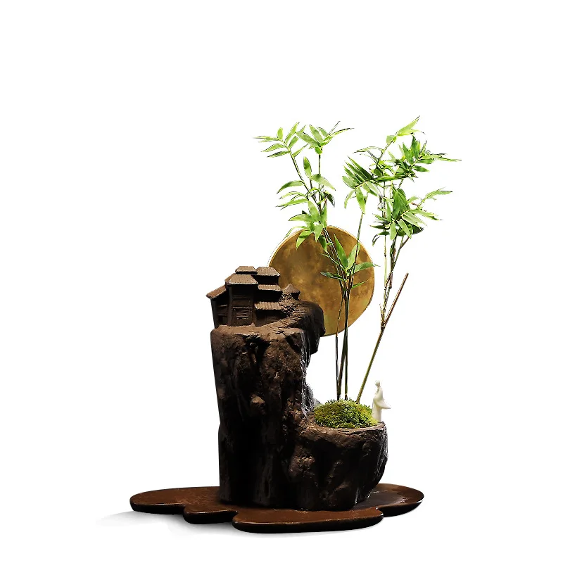 Китайский дзен цветочные горшки с белой фарфоровой фигурой, каменный Рабочий стол плантатор, керамическая ваза для суккулентов Кактус Цветок плантатор