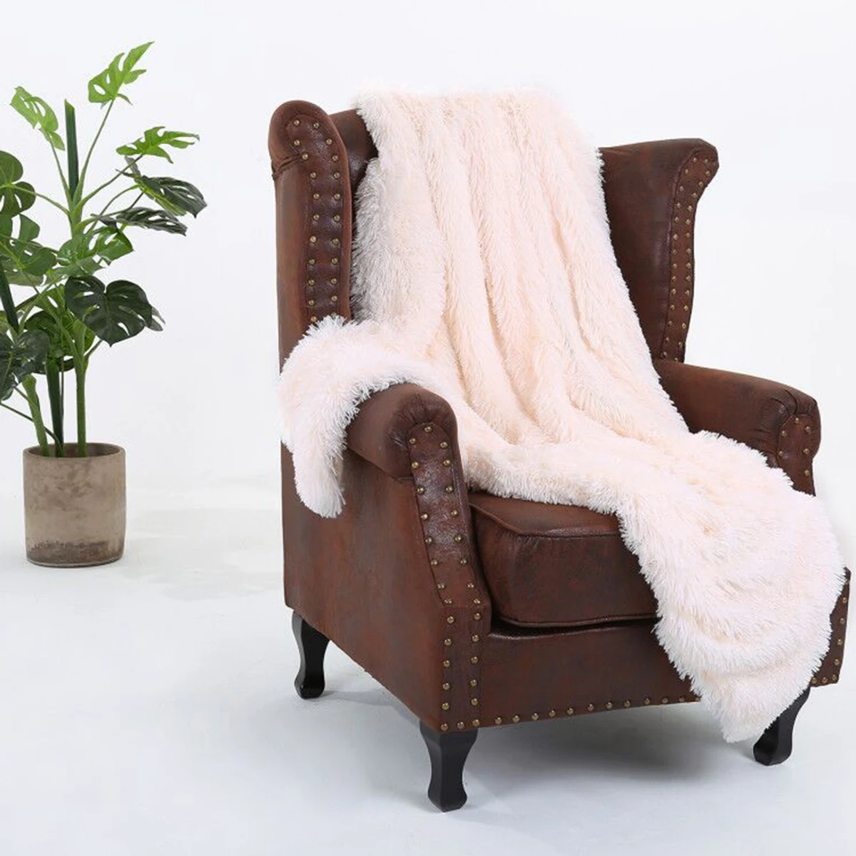 Мягкое фланелевое одеяло однотонное теплое длинное мохнатое пушистое одеяло меховой плед для дивана домашний декор для постельных принадлежностей зимнее одеяло обновление D30
