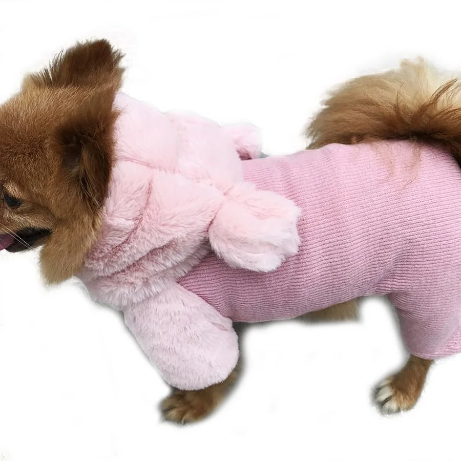 Зимняя одежда для собак, худи спортивный костюм для щенка питомца комбинезоны для собак осень розовый хлопок плотная одежда для маленьких и средних собак Одежда