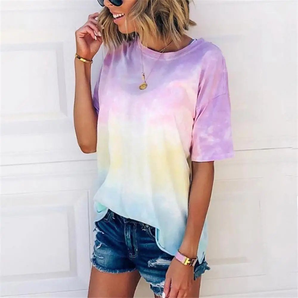 Shirt Women Long Sleeve Tie Dye Print 