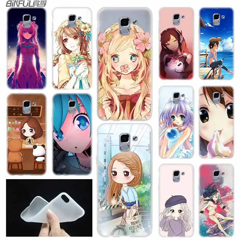 Мягкий чехол для телефона Samsung Galaxy J6 J8 J3 J5 J7 J4 2015 2016 2017 EU 2018 Prime Pro Anime Girl cute|Бамперы| |