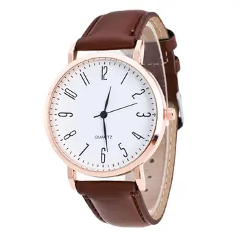 

Unisex Arabic Numbers Analog Quartz Wrist Watch Simple Business Fashion Leather Quartz Wrist Watch mens watches brand Best Gift