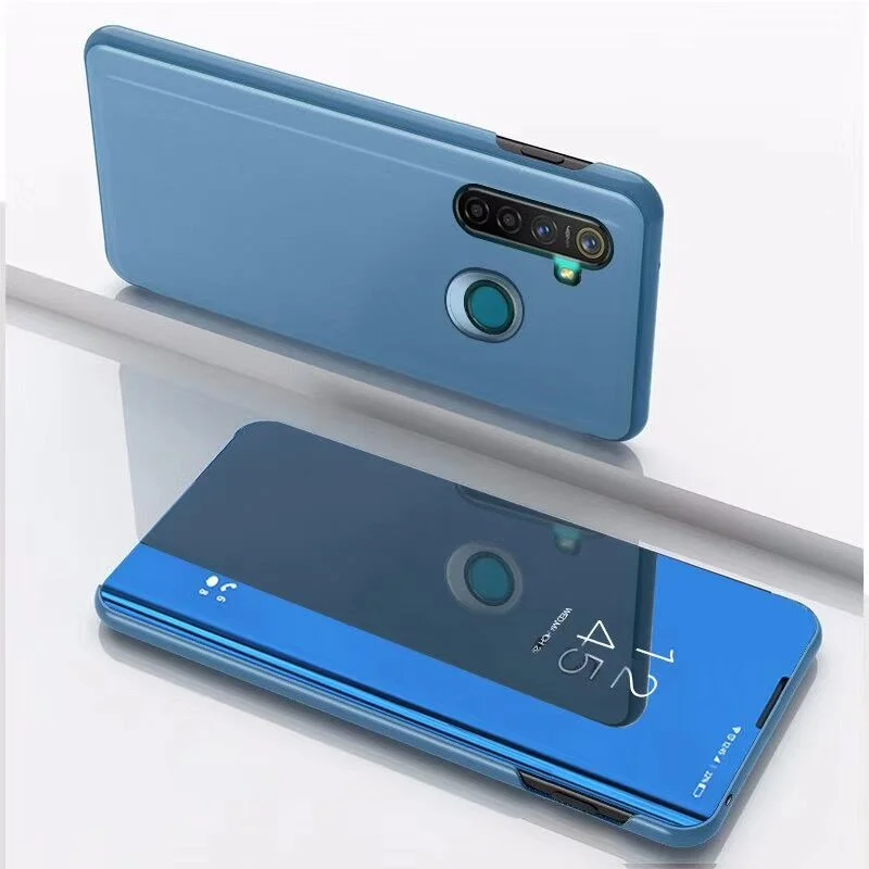 Умный чехол для Xiaomi Redmi Note 7 8 9 Pro 9S зеркальный из искусственной кожи с откидной