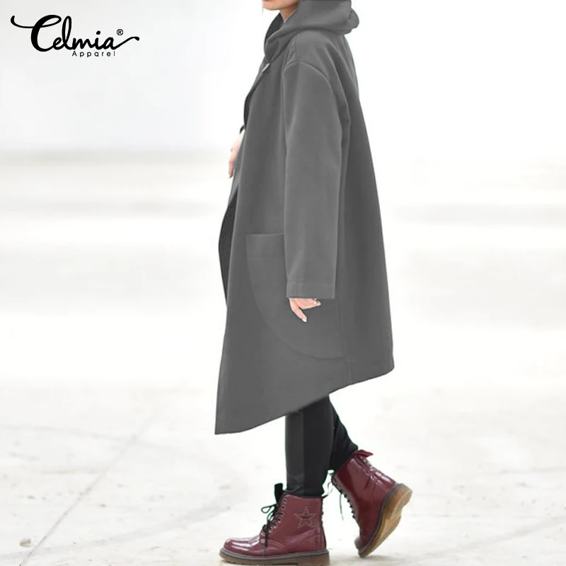 Promo  Women Coats Jackets Celmia 2019 Autumn Winter Hoodies Sweatshirts Long Hooded Tops Casual Loose Asy