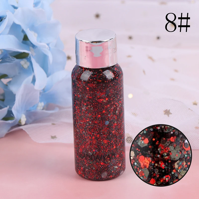 8 Вечерние Блестящие Блестки для глаз, для ногтей, для волос, для тела, для лица, блестящий гель, Арт, вспышка, сердце, свободный крем с блестками, праздничные блестящие украшения - Цвет: 8