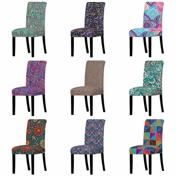 

Bohemia Printing Chair Cover Big Size Removable Elastic Slipcover Flower Kitchen Seat Case Stretch Chair Cover For Banquet