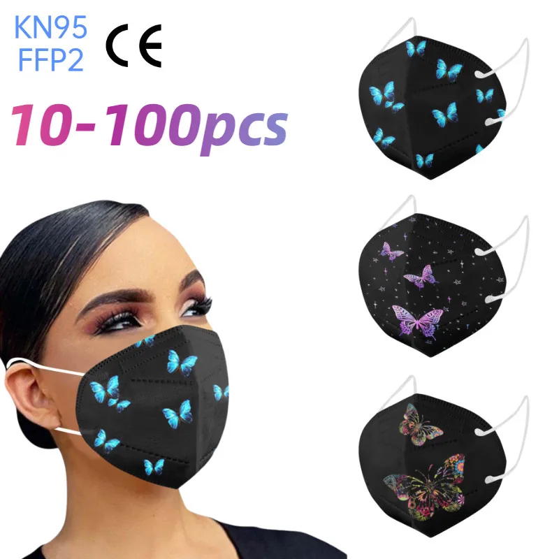10/20/50/100 взрослое KN95 Mascarillas Fpp2 Homologada черная маска для лица Для женщин человек с