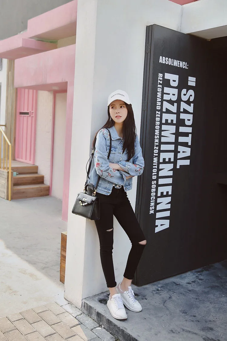 Осень, kpop джинсы с вышивкой, куртка, пальто, chaqueta veste bluza, куртки, jaqueta feminina bomber, женская верхняя одежда, женские пальто