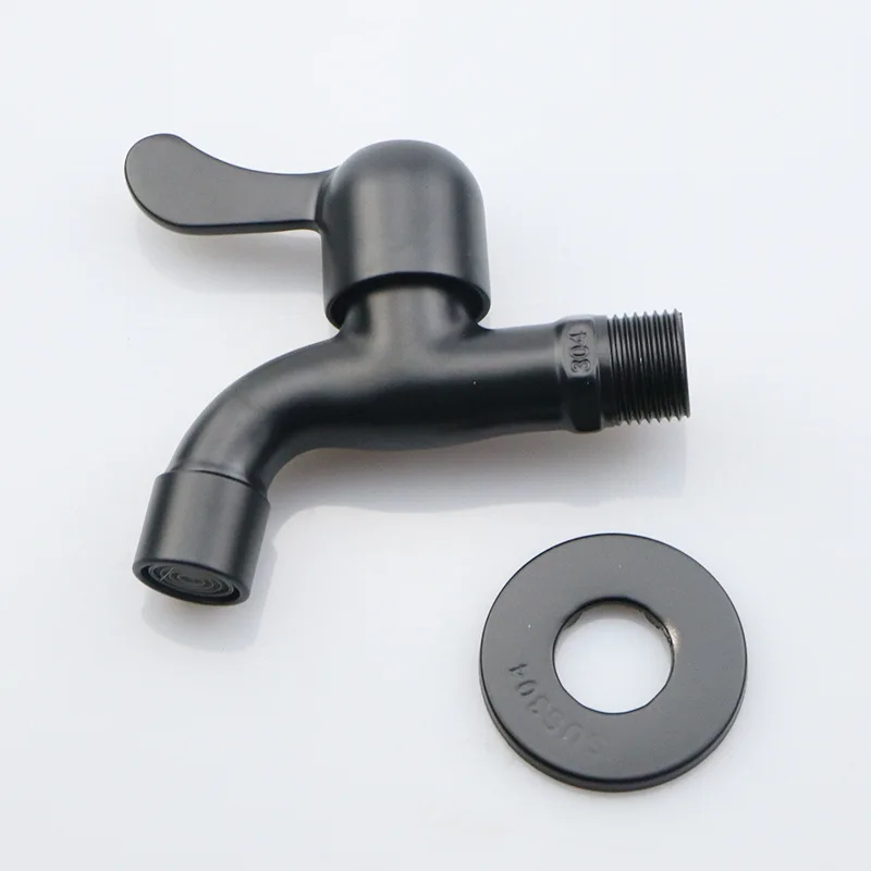 304 Stainless Steel Mate Black Color Finished Washing Machine Outdoor Garden Ffaucet Tap Water Bibcock - Цвет: Mop pool faucet