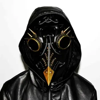 

Helloween Long Mouth Bird Masks Steampunk Plague Doctor Cosplay Fancy Disguise Gothic Vintage PU Leather Masks For Women Men