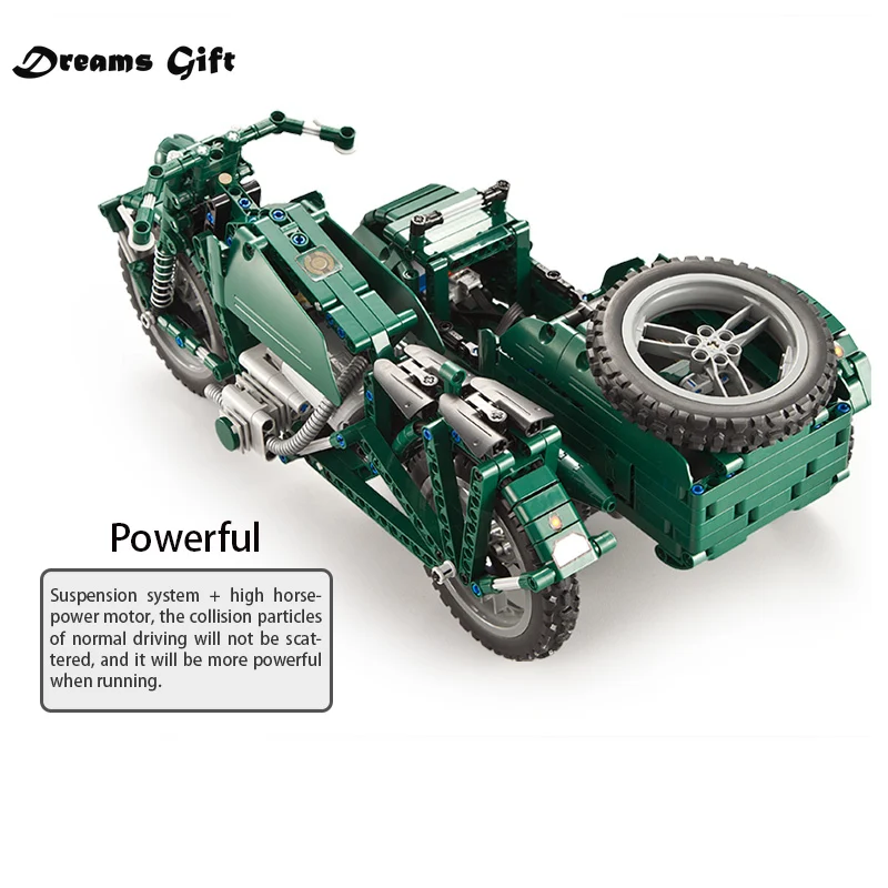

629PCS RC Motorcycles Building Block city technic Military German WW2 war Remote control car bricks toys for kids christmas gift