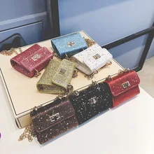 Новая корейская детская сумка на плечо, модная трендовая маленькая квадратная сумка с блестками, милая маленькая девочка с сумочкой для монет через плечо