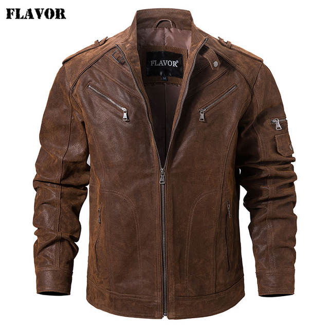 Men’s Pigskin Real Leather Jacket Genuine Leather Jackets Motorcycle Jacket Coat Men
