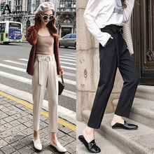 ^^Best Offers Spring Autumn New Solid Apricot Chic Fashion Wild High Waist Waistband Women Straight Pants Simple Female Nine Pants Feet ^^Best Offers Spring Autumn New Solid Apricot Chic Fashion Wild High Waist Waistband Women Straight Pants Simple Female Nine Pants Feet