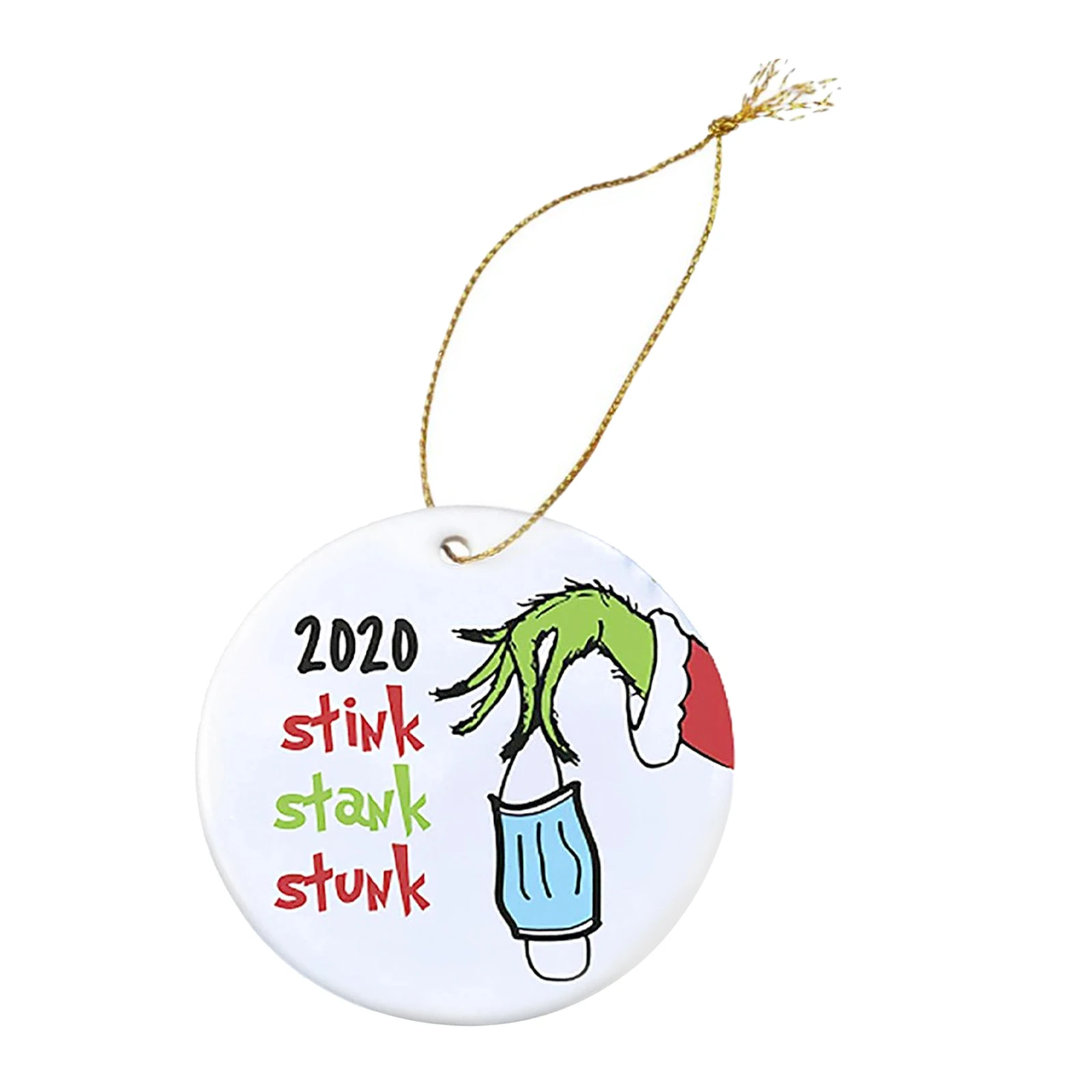 1pc Stink Stank Stunk Ceramic Circle Grinch Hand Xmas Decoration Ornament Gift for Family