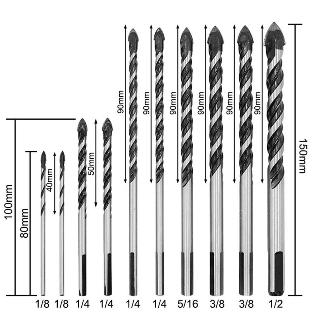10 шт. многофункциональный керамический сверло для стен керамические плиточные сверла сверло по бетону Набор бит для стекла кирпичный бетон дерева