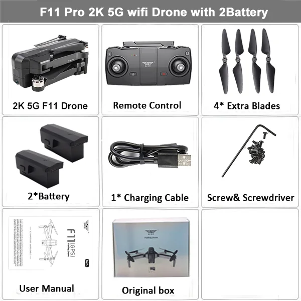 SJRC F11 PRO GPS RC Drone With 2K Camera FPV 5G Wifi Quadcopter Helicopter Drones Gesture Control Brushless 25mins Fly Foldable - Цвет: 2K 2B BX