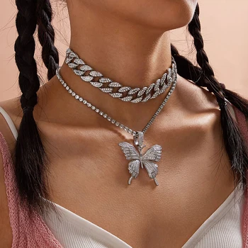 

necklaces for women choker Double Butterfly Layer Necklace Statement Jewelry Gifts Not easy to discolor goth necklaces