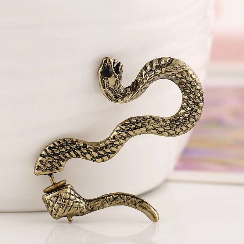 Модные Преувеличенные длинные серпантиновые серьги-гвоздики с кисточкой в виде змеи, серьги с полудрагоценным камнем для женщин, ювелирное изделие, подарок - Окраска металла: bronze