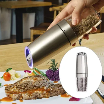 

Stainless Steel Electric Induction Salt Pepper Grinder Mill LED Indicator For Rock Salt And Peppercorns