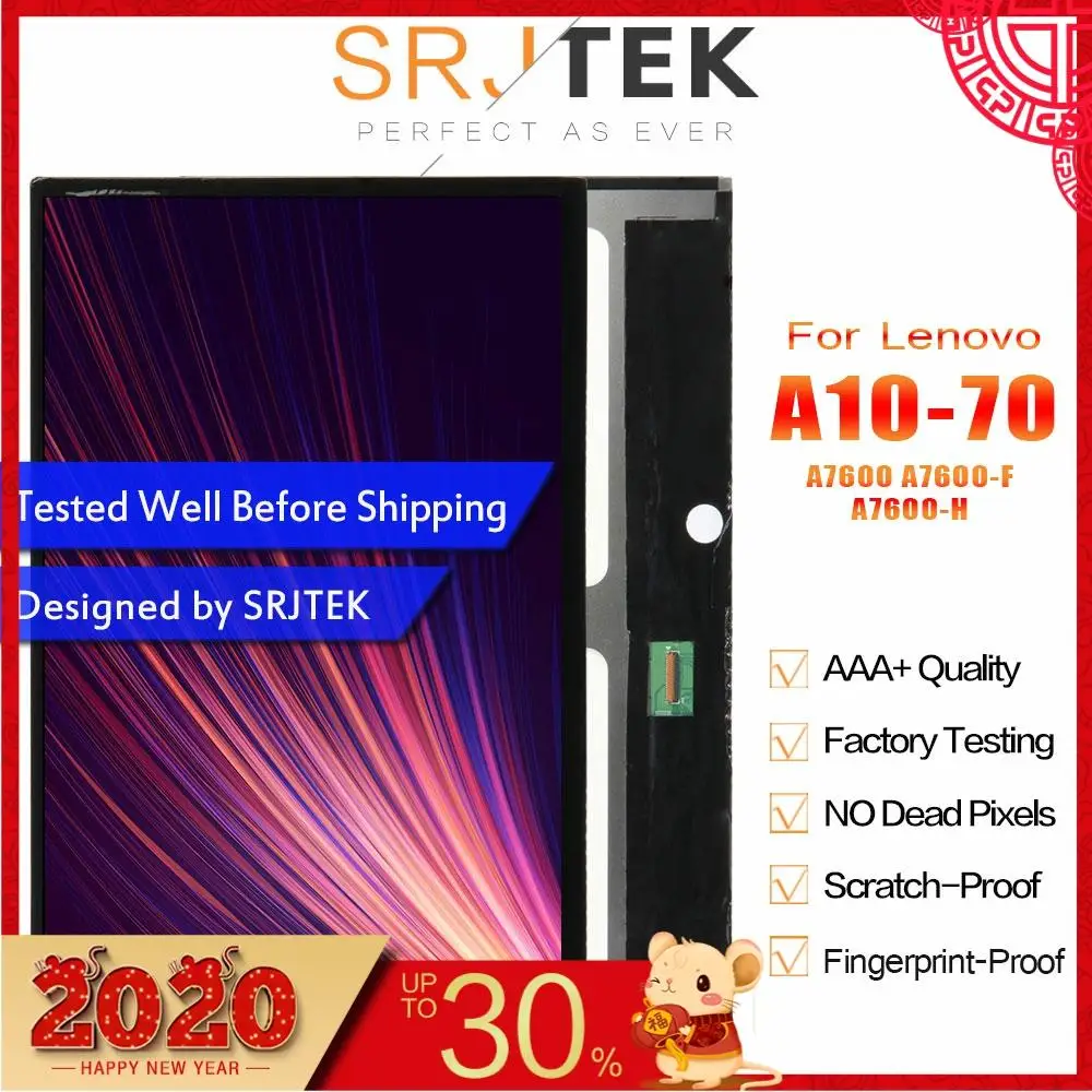SRJTEK ЖК-дисплей для lenovo Tab A10-70 A7600 A7600-F A7600-H ЖК-дисплей панель экран монитор планшетный ПК B0474 запасные части